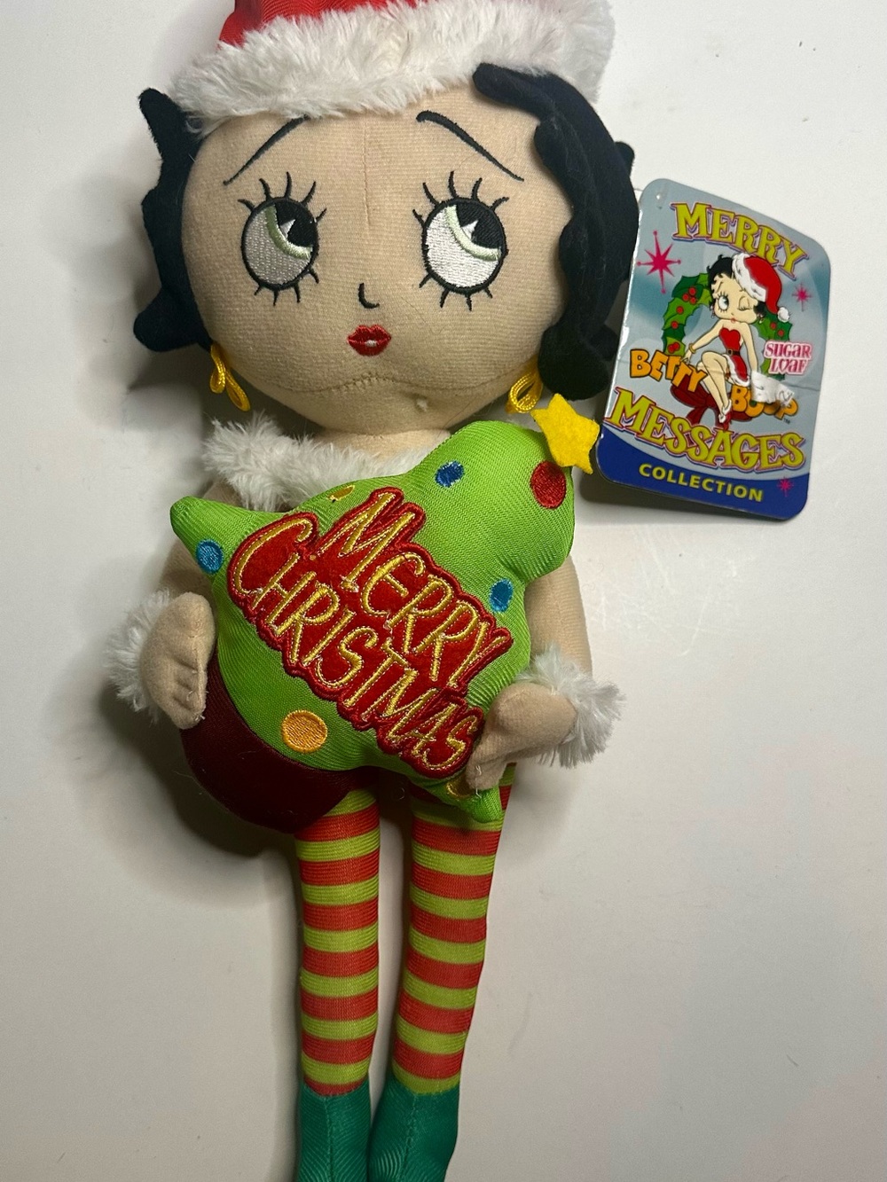 Betty Boop Plush Doll with Red & Green Holiday Tree